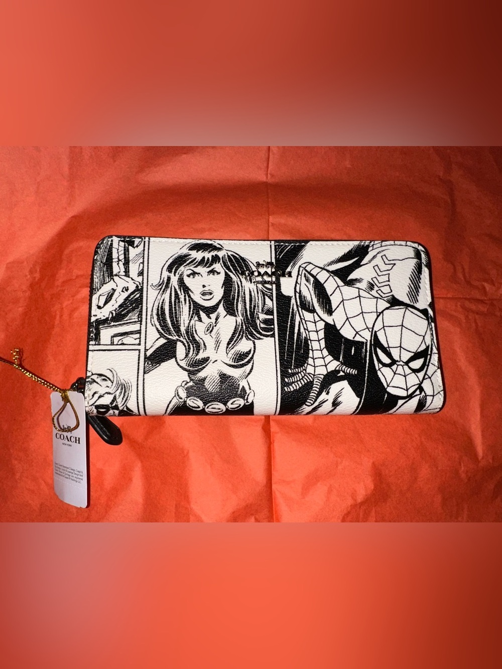 New Coach x Marvel Accordion Zip Wallet with Comic Book Print
